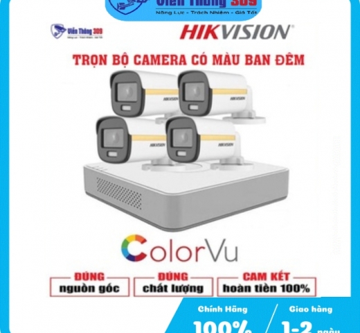Bộ Camera Quan Sát Có Màu Ban Đêm Hikvision 4 Kênh Full HD 1080P