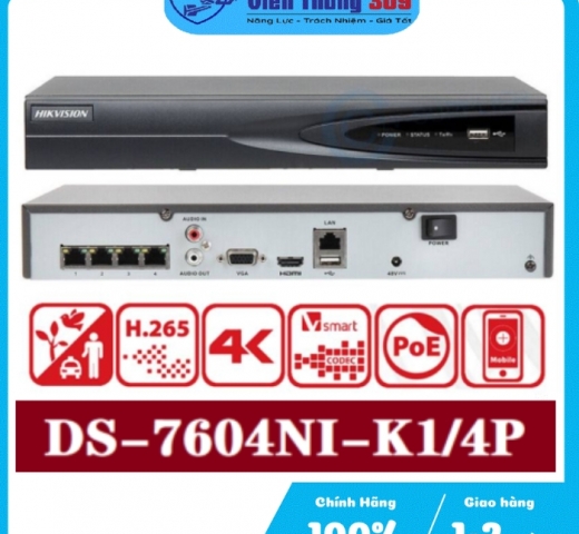 Đầu ghi hình IP 4 kênh HIKVISION DS-7604NI-K1