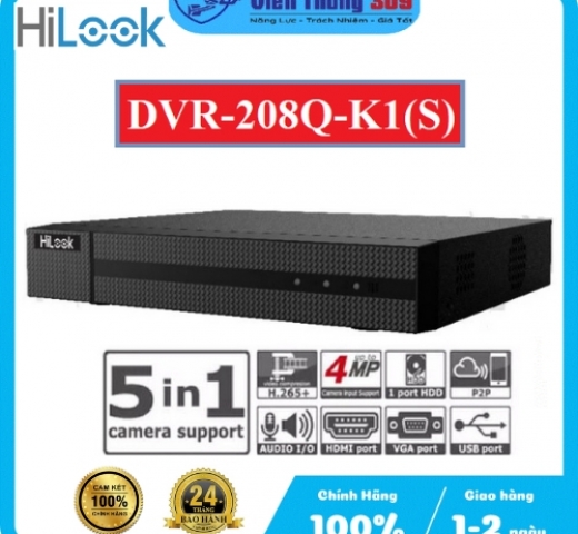 Đầu ghi hình TVI-IP 8 kênh HILOOK DVR-208Q-K1(S)