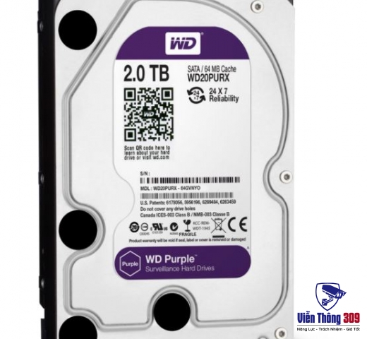 Ổ cứng HDD Western Purple 2Tb SATA3 5400rpm